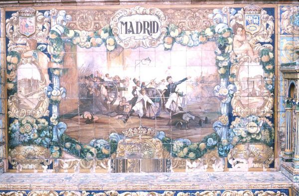 Tilework representing Madrid, Plaza de Espana, Seville